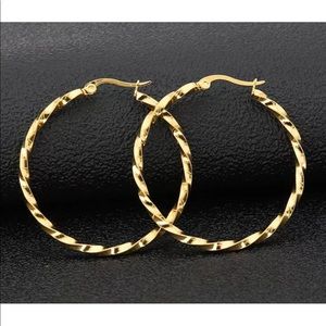 Hypoallergenic Stainless Steel Rope Hoop Earrings NEW